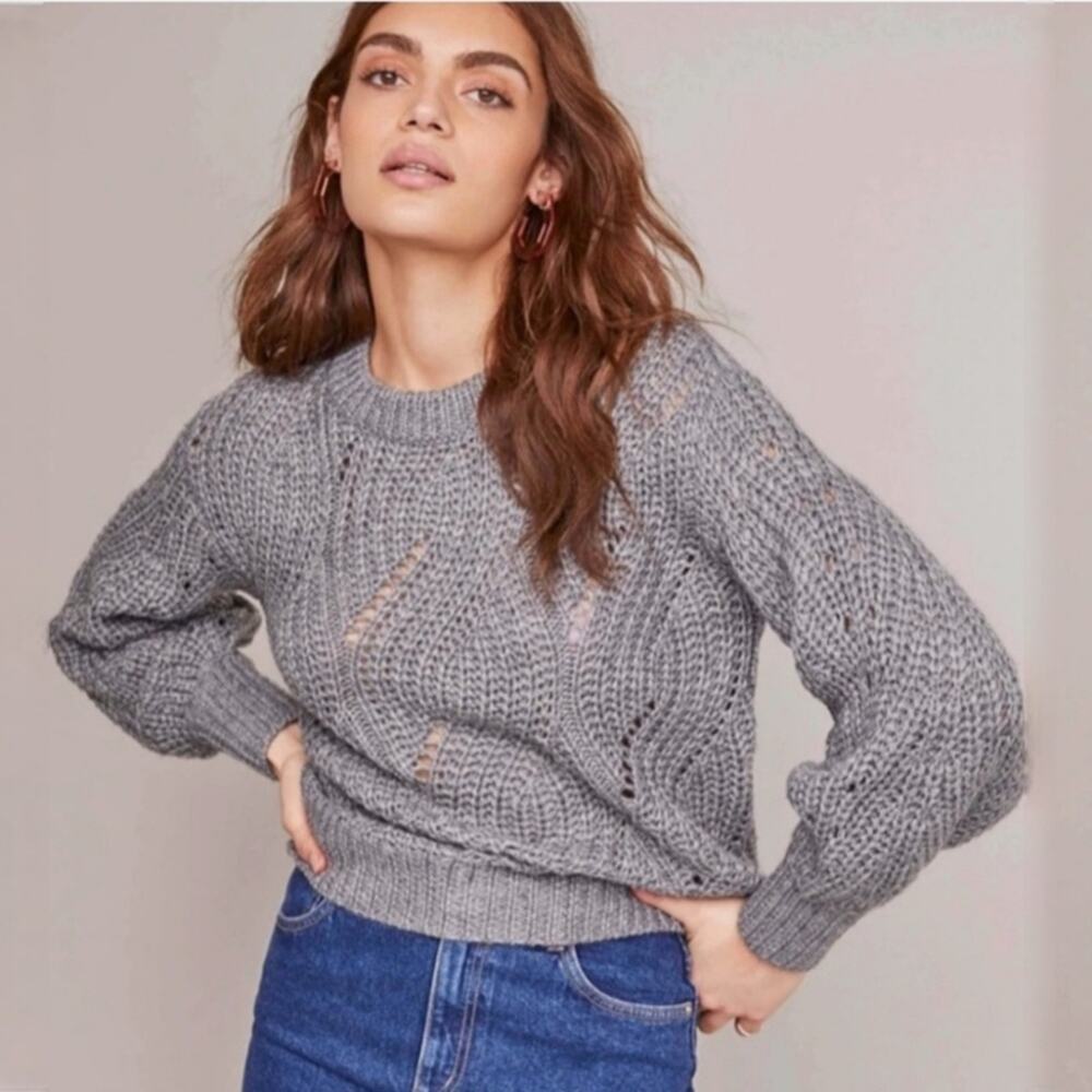 Astr Gray Chunky Knit Crewneck Sweater